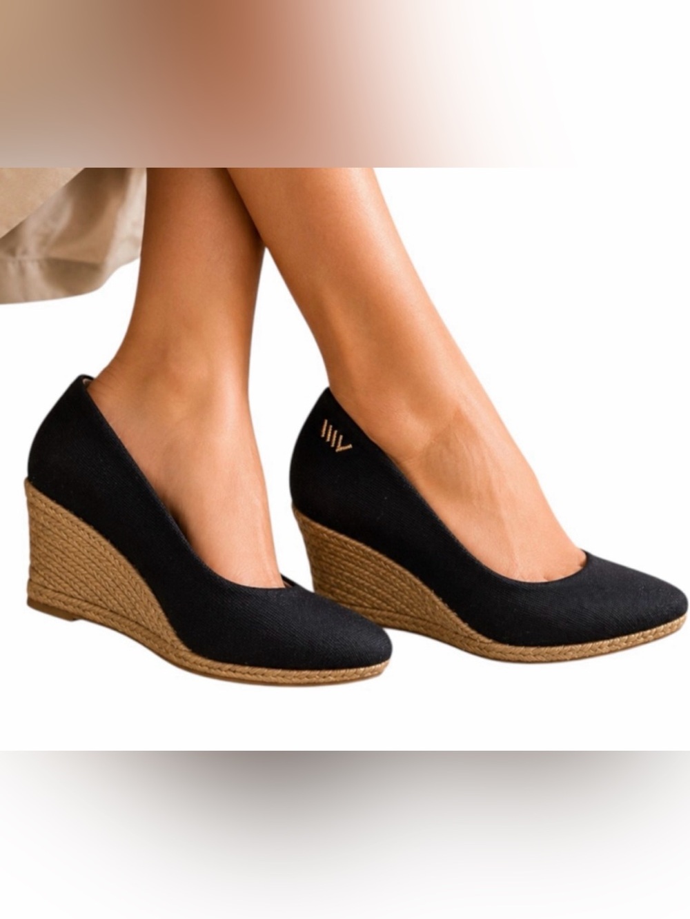 Women’s Black Espadrille Wedge Pumps